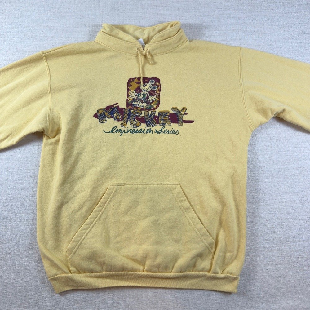 Disney Mickey Mouse Impression Series Hoodie Yellow Graphic Sweatshirt XL